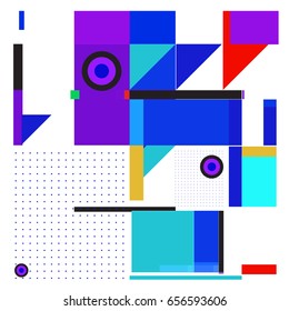 Trendy geometric elements memphis greeting cards design. Retro style texture, pattern and elements. Modern abstract design poster and cover template