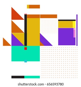 Trendy geometric elements memphis greeting cards design. Retro style texture, pattern and elements. Modern abstract design poster and cover template