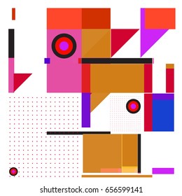 Trendy geometric elements memphis greeting cards design. Retro style texture, pattern and elements. Modern abstract design poster and cover template