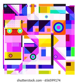 Trendy geometric elements memphis greeting cards design. Retro style texture, pattern and elements. Modern abstract design poster and cover template