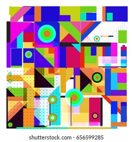 Trendy geometric elements memphis greeting cards design. Retro style texture, pattern and elements. Modern abstract design poster and cover template
