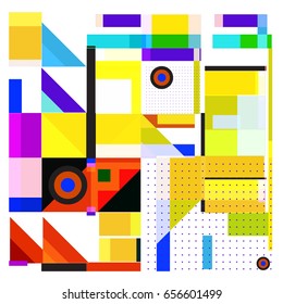 Trendy geometric elements memphis greeting cards design. Retro style texture, pattern and elements. Modern abstract design poster and cover template