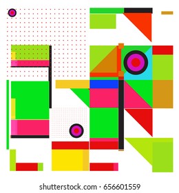 Trendy geometric elements memphis greeting cards design. Retro style texture, pattern and elements. Modern abstract design poster and cover template