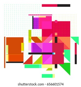 Trendy geometric elements memphis greeting cards design. Retro style texture, pattern and elements. Modern abstract design poster and cover template