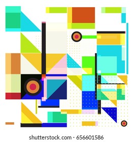 Trendy geometric elements memphis greeting cards design. Retro style texture, pattern and elements. Modern abstract design poster and cover template