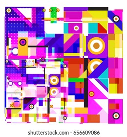 Trendy geometric elements memphis greeting cards design. Retro style texture, pattern and elements. Modern abstract design poster and cover template
