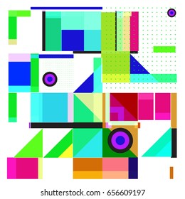 Trendy geometric elements memphis greeting cards design. Retro style texture, pattern and elements. Modern abstract design poster and cover template