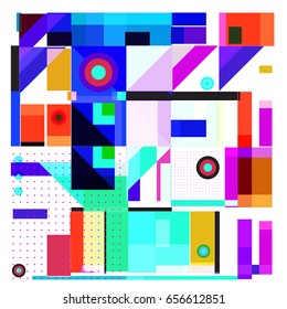 Trendy geometric elements memphis greeting cards design. Retro style texture, pattern and elements. Modern abstract design poster and cover template