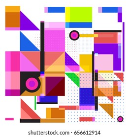 Trendy geometric elements memphis greeting cards design. Retro style texture, pattern and elements. Modern abstract design poster and cover template