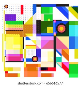 Trendy geometric elements memphis greeting cards design. Retro style texture, pattern and elements. Modern abstract design poster and cover template