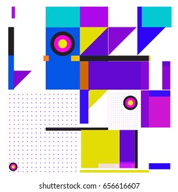 Trendy geometric elements memphis greeting cards design. Retro style texture, pattern and elements. Modern abstract design poster and cover template