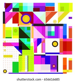 Trendy geometric elements memphis greeting cards design. Retro style texture, pattern and elements. Modern abstract design poster and cover template