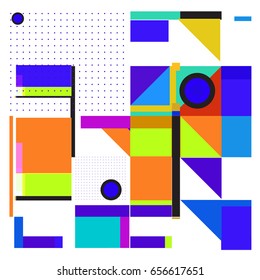 Trendy geometric elements memphis greeting cards design. Retro style texture, pattern and elements. Modern abstract design poster and cover template