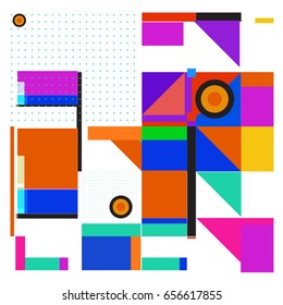 Trendy geometric elements memphis greeting cards design. Retro style texture, pattern and elements. Modern abstract design poster and cover template