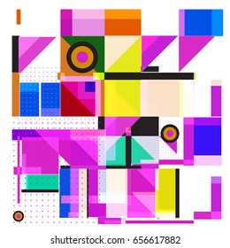 Trendy geometric elements memphis greeting cards design. Retro style texture, pattern and elements. Modern abstract design poster and cover template