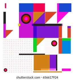 Trendy geometric elements memphis greeting cards design. Retro style texture, pattern and elements. Modern abstract design poster and cover template