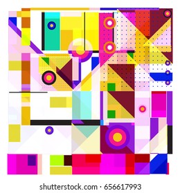 Trendy geometric elements memphis greeting cards design. Retro style texture, pattern and elements. Modern abstract design poster and cover template