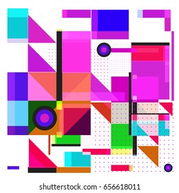 Trendy geometric elements memphis greeting cards design. Retro style texture, pattern and elements. Modern abstract design poster and cover template
