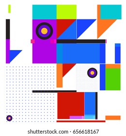 Trendy geometric elements memphis greeting cards design. Retro style texture, pattern and elements. Modern abstract design poster and cover template