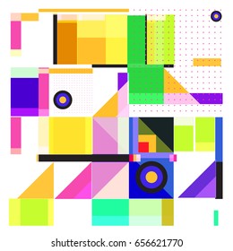 Trendy geometric elements memphis greeting cards design. Retro style texture, pattern and elements. Modern abstract design poster and cover template