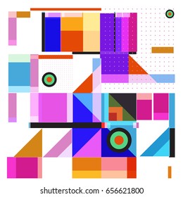 Trendy geometric elements memphis greeting cards design. Retro style texture, pattern and elements. Modern abstract design poster and cover template