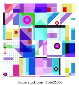 Trendy geometric elements memphis greeting cards design. Retro style texture, pattern and elements. Modern abstract design poster and cover template