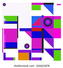 Trendy geometric elements memphis greeting cards design. Retro style texture, pattern and elements. Modern abstract design poster and cover template