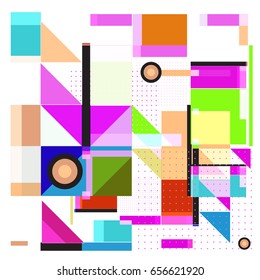 Trendy geometric elements memphis greeting cards design. Retro style texture, pattern and elements. Modern abstract design poster and cover template