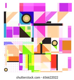 Trendy geometric elements memphis greeting cards design. Retro style texture, pattern and elements. Modern abstract design poster and cover template