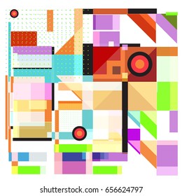 Trendy geometric elements memphis greeting cards design. Retro style texture, pattern and elements. Modern abstract design poster and cover template
