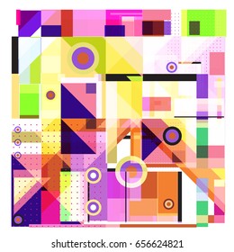 Trendy geometric elements memphis greeting cards design. Retro style texture, pattern and elements. Modern abstract design poster and cover template
