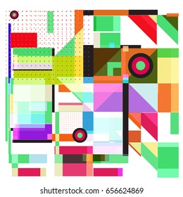 Trendy geometric elements memphis greeting cards design. Retro style texture, pattern and elements. Modern abstract design poster and cover template
