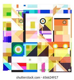 Trendy geometric elements memphis greeting cards design. Retro style texture, pattern and elements. Modern abstract design poster and cover template
