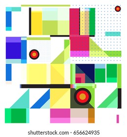 Trendy geometric elements memphis greeting cards design. Retro style texture, pattern and elements. Modern abstract design poster and cover template
