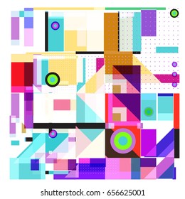 Trendy geometric elements memphis greeting cards design. Retro style texture, pattern and elements. Modern abstract design poster and cover template
