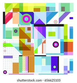 Trendy geometric elements memphis greeting cards design. Retro style texture, pattern and elements. Modern abstract design poster and cover template
