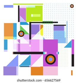 Trendy geometric elements memphis greeting cards design. Retro style texture, pattern and elements. Modern abstract design poster and cover template
