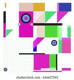 Trendy geometric elements memphis greeting cards design. Retro style texture, pattern and elements. Modern abstract design poster and cover template
