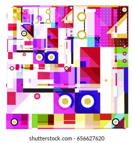 Trendy geometric elements memphis greeting cards design. Retro style texture, pattern and elements. Modern abstract design poster and cover template
