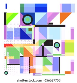 Trendy geometric elements memphis greeting cards design. Retro style texture, pattern and elements. Modern abstract design poster and cover template
