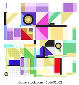 Trendy geometric elements memphis greeting cards design. Retro style texture, pattern and elements. Modern abstract design poster and cover template
