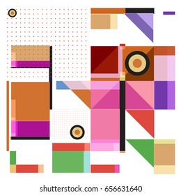 Trendy geometric elements memphis greeting cards design. Retro style texture, pattern and elements. Modern abstract design poster and cover template