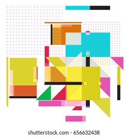 Trendy geometric elements memphis greeting cards design. Retro style texture, pattern and elements. Modern abstract design poster and cover template