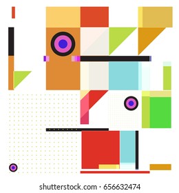 Trendy geometric elements memphis greeting cards design. Retro style texture, pattern and elements. Modern abstract design poster and cover template