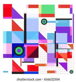 Trendy geometric elements memphis greeting cards design. Retro style texture, pattern and elements. Modern abstract design poster and cover template