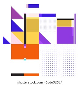 Trendy geometric elements memphis greeting cards design. Retro style texture, pattern and elements. Modern abstract design poster and cover template