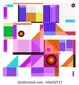 Trendy geometric elements memphis greeting cards design. Retro style texture, pattern and elements. Modern abstract design poster and cover template