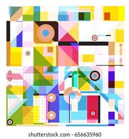 Trendy geometric elements memphis greeting cards design. Retro style texture, pattern and elements. Modern abstract design poster and cover template