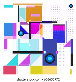 Trendy geometric elements memphis greeting cards design. Retro style texture, pattern and elements. Modern abstract design poster and cover template