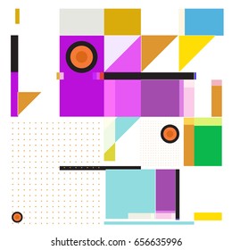 Trendy geometric elements memphis greeting cards design. Retro style texture, pattern and elements. Modern abstract design poster and cover template